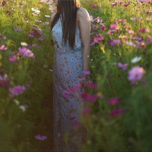 Blue daisy printed dress